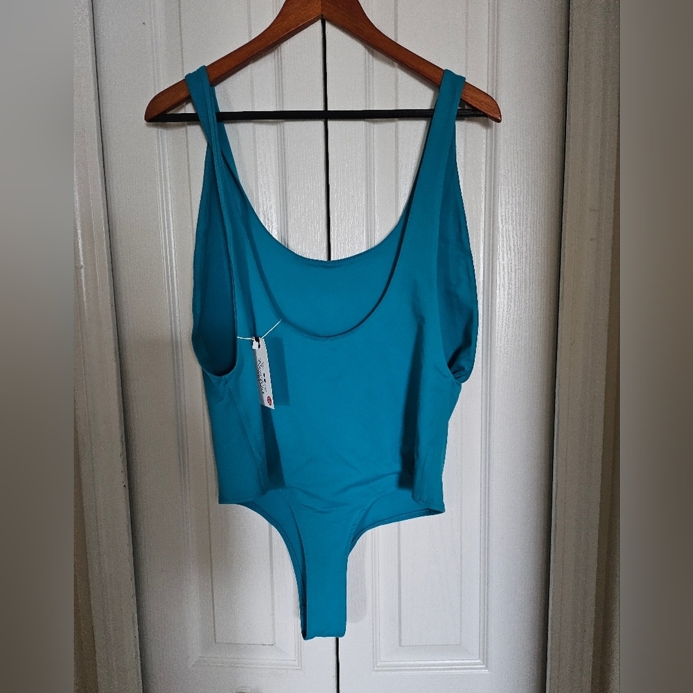 Reo Rio Women Teal Bodysuit 2XL Sleeveless Scoop Neck Stretch Snap Bottom Top. - Picture 4 of 11